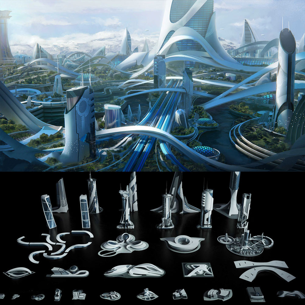 智能科幻城市建筑楼房3D模型 C4D/MAX/FBX/OBJ/Maya/Blender/UE等