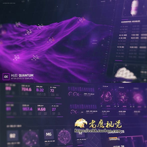 AE模板 160个科技感HUD操作界面UI复杂元素动画