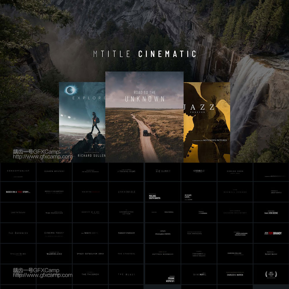 FCPX插件 50个大气视频电影风格文字标题字幕预设4K动画