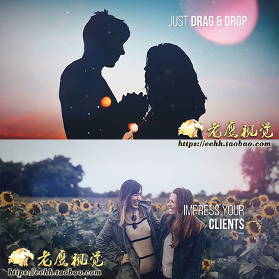 FCPX模板插件 唯美小清新爱情友谊婚礼照片电子相册片头开场视频