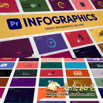 AE模板+PR预设 146个图表柱状图饼状图点线趋势信息数据图动画