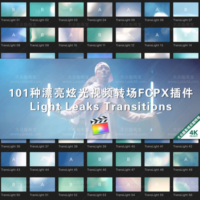 FCPX转场插件-101个漂亮炫光光效视频转场动画