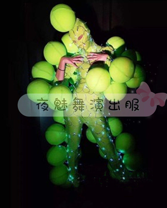 新款酒吧夜店DS派对表演舞夸张连体led闪光头饰GOGO发光演出服装
