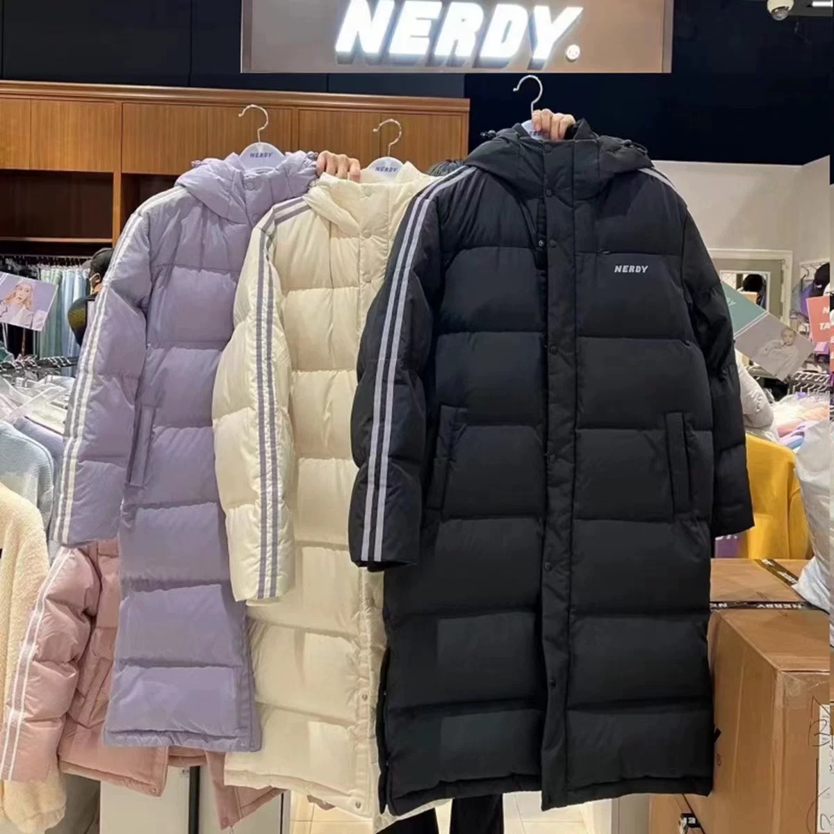 韩国高货 2024秋冬款男女白鸭绒韩版情侣中长连帽羽绒服外套加厚