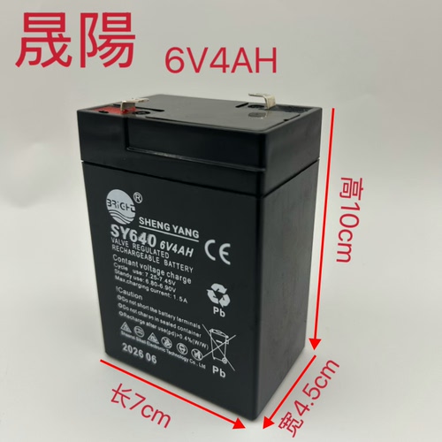 晟阳蓄电池SY6406V4AH电瓶
