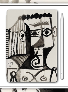 毕加小众艺术索插画适用于苹果iPadPro12.9三折保护壳air5/mini6防摔ipad 10带笔槽小米6华为matepro11寸2023