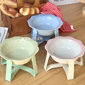 法国花朵宠物碗猫碗狗碗陶瓷增高小食盆喝水吃粮罐头猫咪碗护颈