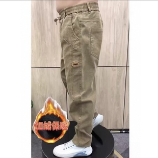直筒弹力舒适百搭宽松小脚裤 秋冬季 哈伦老爹休闲裤 牛仔裤 加绒男士
