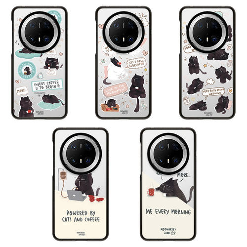 慵懒小黑猫适用于华为mate80Pro max手机壳Mate 70pro透明壳60Pro+手机壳防摔磁吸保护套可爱卡通
