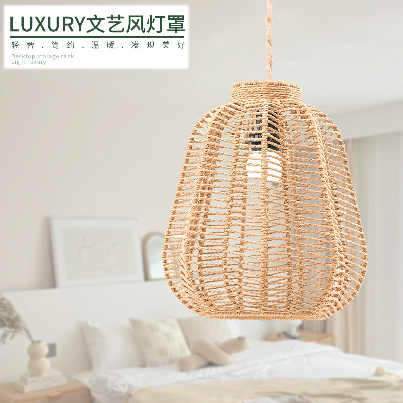 藤编吊灯编织灯罩民宿酒店餐厅酒吧咖啡店复古创意个性灯具装饰