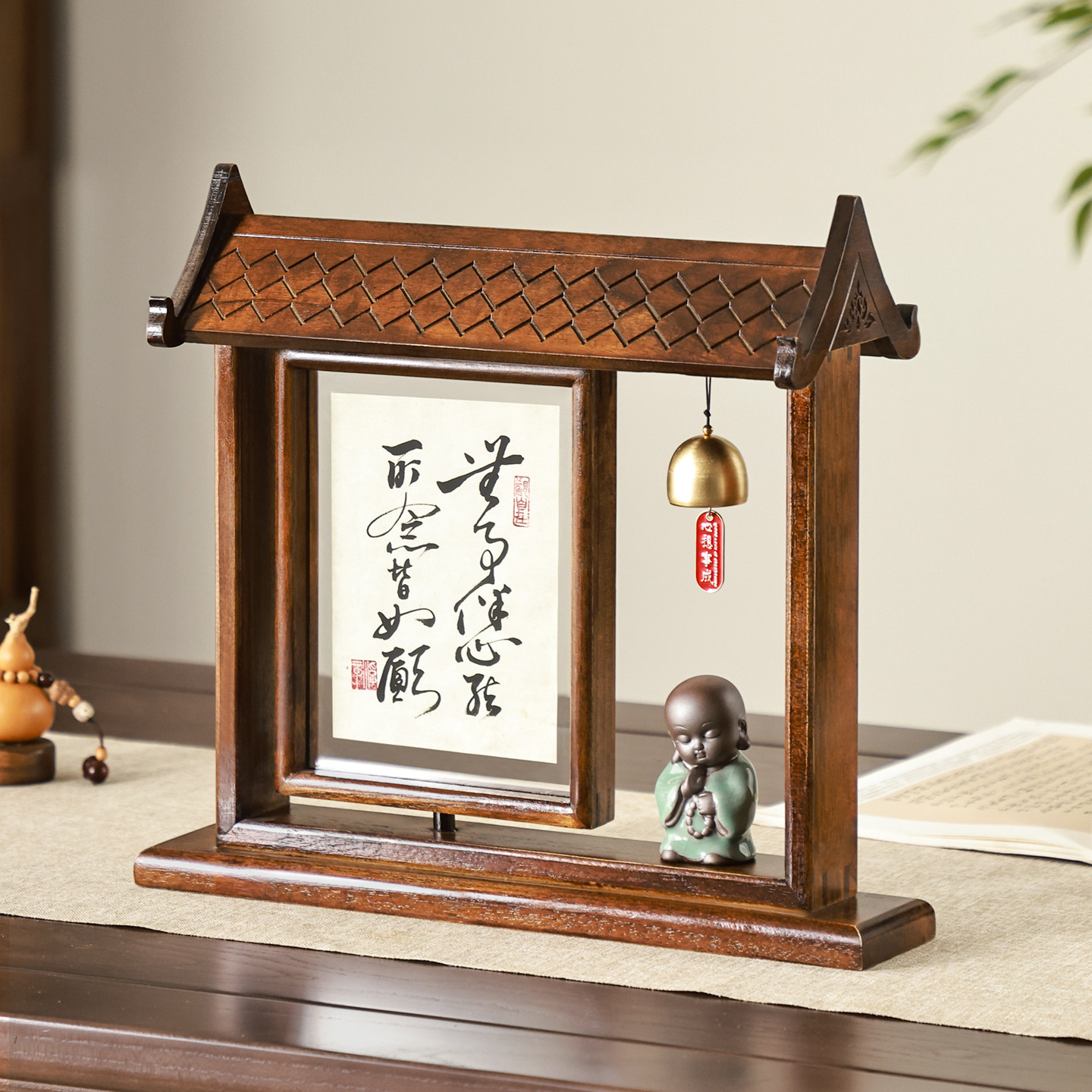 实木相框旋转摆台柚木复古装饰