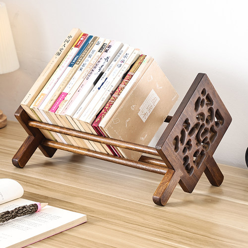 柚木书立床头桌上置物架学生书架