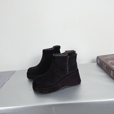 绒面增高厚底老爹鞋加绒勃肯女鞋