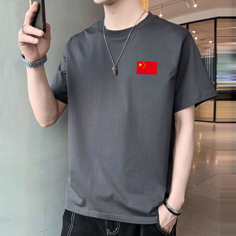 爱国纪念衫夏季短袖男士中国国旗纯棉半袖CHINA宽松衣服聚会t恤女