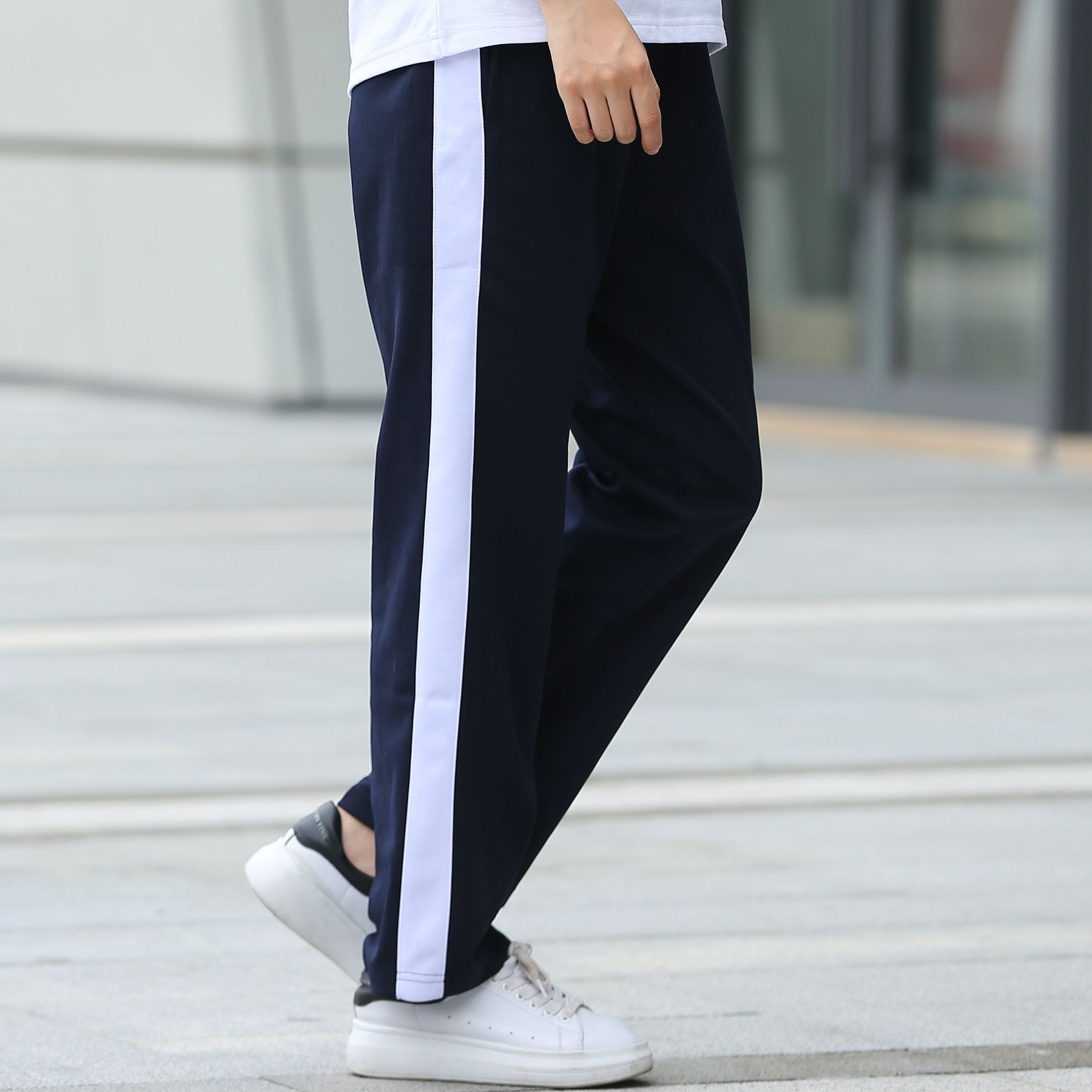 校褲男女一條寬白杠直筒中小學生