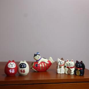 好运鲤鱼猫咪达摩可爱小物办公工位桌面小摆件幸福感小礼物送女生
