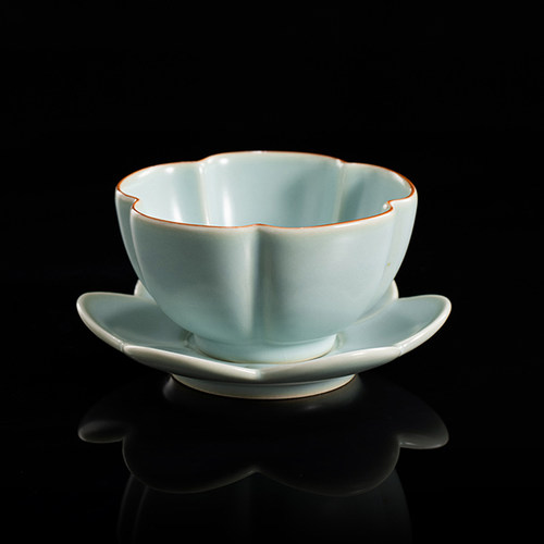 汝窑茶杯带碟茶艺茶杯