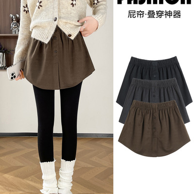 遮屁帘配鲨鱼裤叠穿女秋冬季