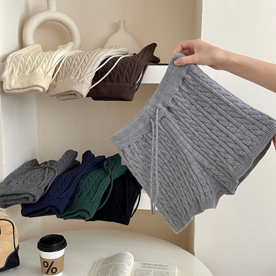 针织毛线短裤女秋冬新款