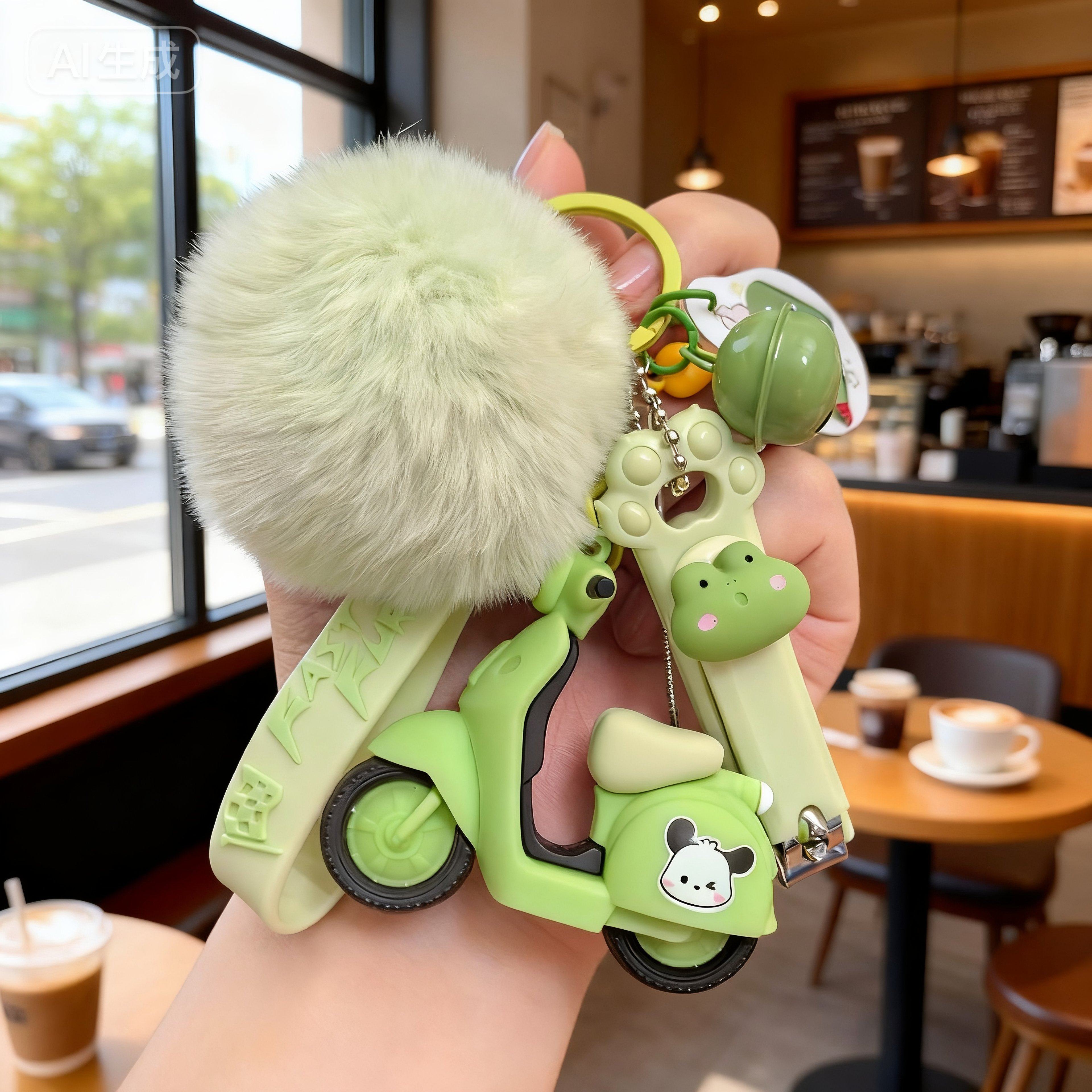 卡通迷你电动车单车公仔挂件钥匙扣 创意电动车钥匙链圈包挂饰女