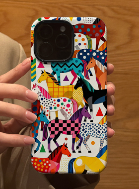 彩色格纹斑马波点 适用苹果华为iPhone17ProMax手机保护外壳16 15Plus 14新款13磨砂12情侣11防摔Pura80男女