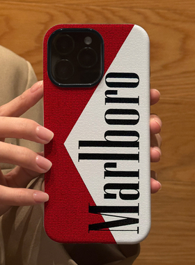 创意红色万宝路英文适用苹果iPhone16Promax手机壳15磨砂14 16E 13全包12防摔17Pro新款Xsmax情侣保护套男女