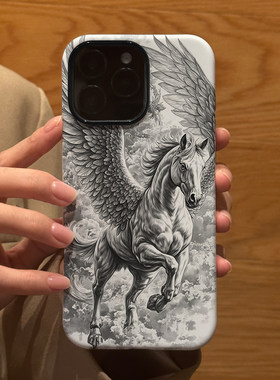 新年款艺术飞天马 适用苹果华为iPhone17ProMax手机保护外壳16 15Plus 14新款13磨砂12情侣11防摔Pura80男女