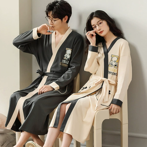 Банный халат, мужская универсальная хлопковая осенняя пижама для влюбленных