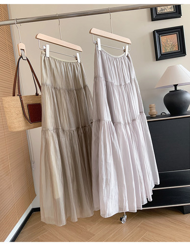 流光感A字裙气质高腰拼接半身裙