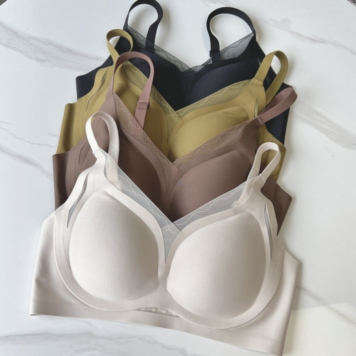 无痕薄款无钢圈一体水滴V领文胸