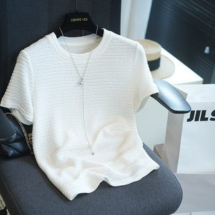 虫小小 褶皱肌理醋酸!经典百搭纯色圆领短袖T恤女上衣夏季994H