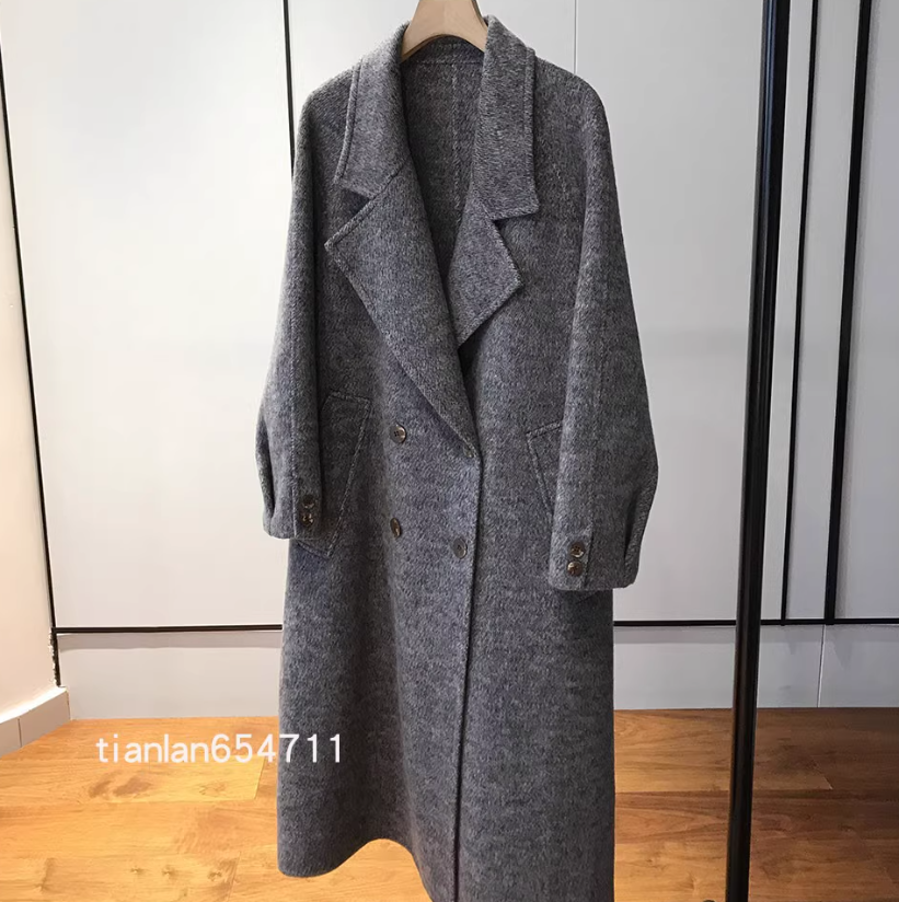 羊毛羊绒双排扣中长款双面呢大衣