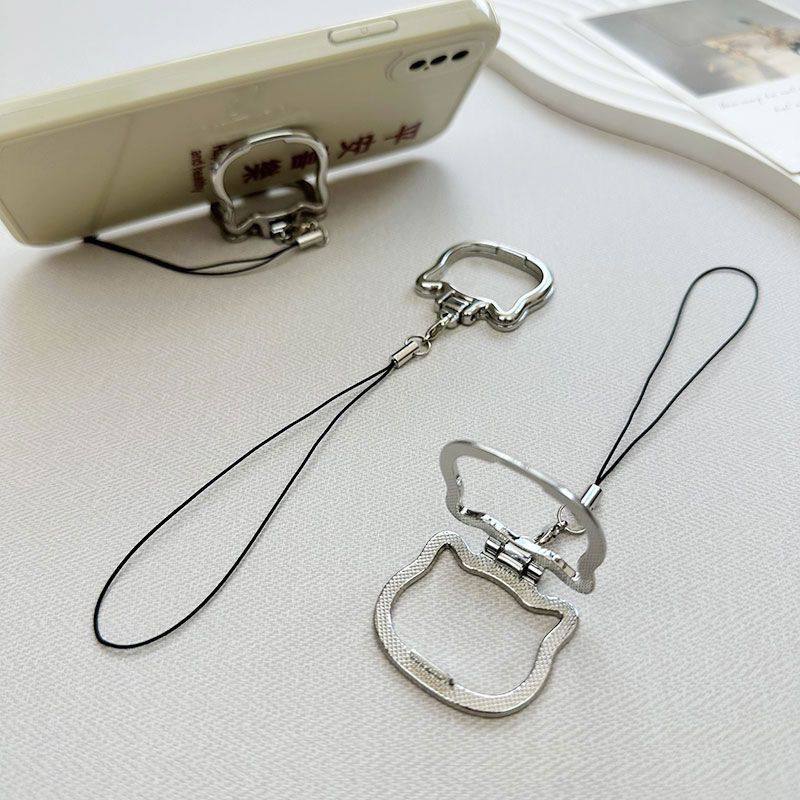 thumbnail for Mobile Phone New Model Phone Lanyard Portable Stand Metal Ring Multifunctional Strap Short Desktop Pendant Support Stand
