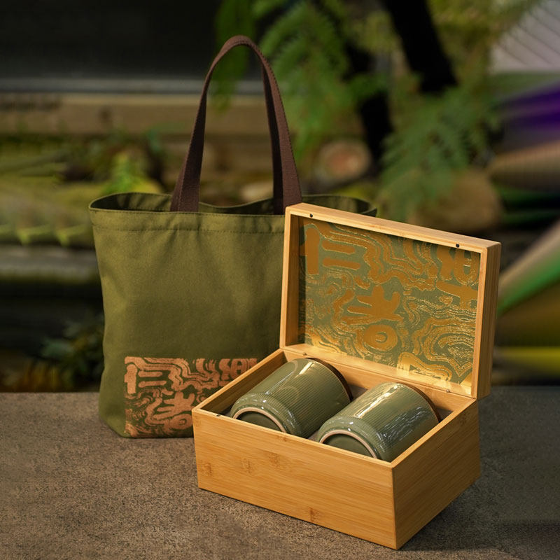 高端竹盒高档陶瓷茶叶包装盒空礼盒新款明前龙井碧螺春礼盒装空盒