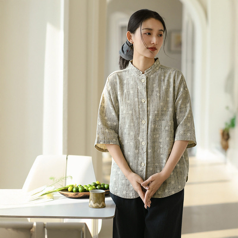LUYUANDI复古风短袖苎麻