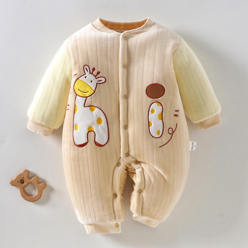 300克夹棉0-10度穿婴儿冬装衣服加厚新生儿连体衣宝宝夹棉服哈衣