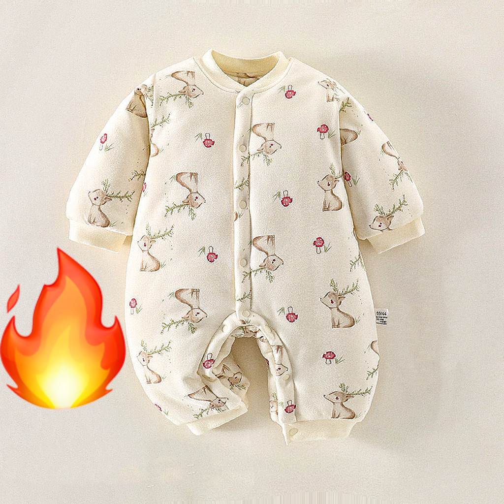 200g加棉0-15度穿新生儿连体衣无骨夹棉婴儿外出爬服秋冬加厚保暖