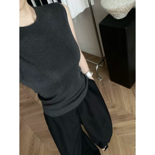 live一下 我的三色遮副乳背心~极简通勤半高领背心针织衫上衣夏女