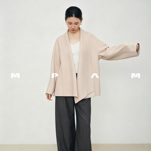 【柒柒Moon直播间】MPAM秋冬款羊毛大衣宽松短款浴袍外套女824-1