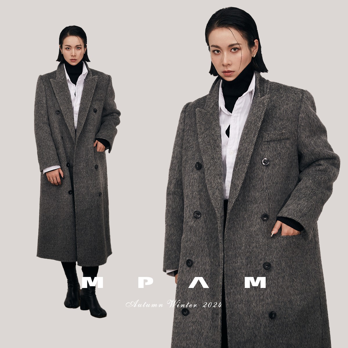 MPAM羊驼毛羊毛赫本风毛呢外套