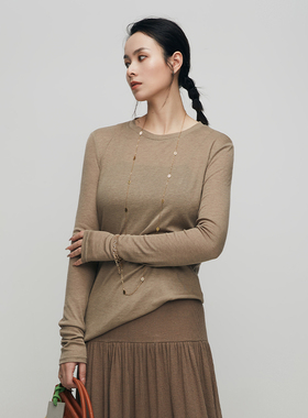 MPAM新品2025新款春夏季莱赛尔天丝羊毛衫女圆领百搭针织衫上衣