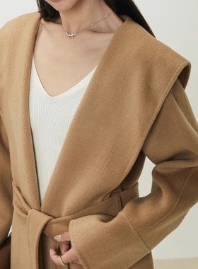 【林依轮直播间】MPAM双面呢浴袍风连帽大衣100羊毛呢外套女2025