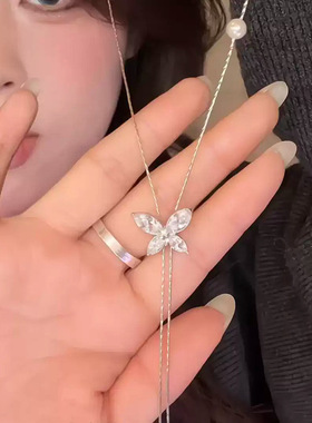 超闪锆石项链小众珍珠韩系ins蝴