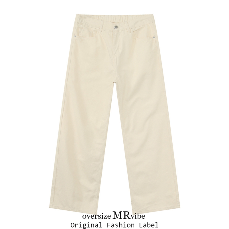 MR原创春夏轻熟风韩版纯色简约基础款休闲百搭纯棉宽松水洗牛仔裤