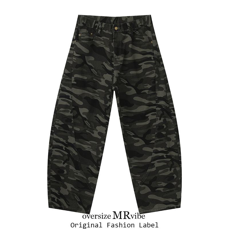 MR原创秋冬轻熟风街头风阔腿宽松vibe纯棉水洗牛仔裤潮酷男生日常