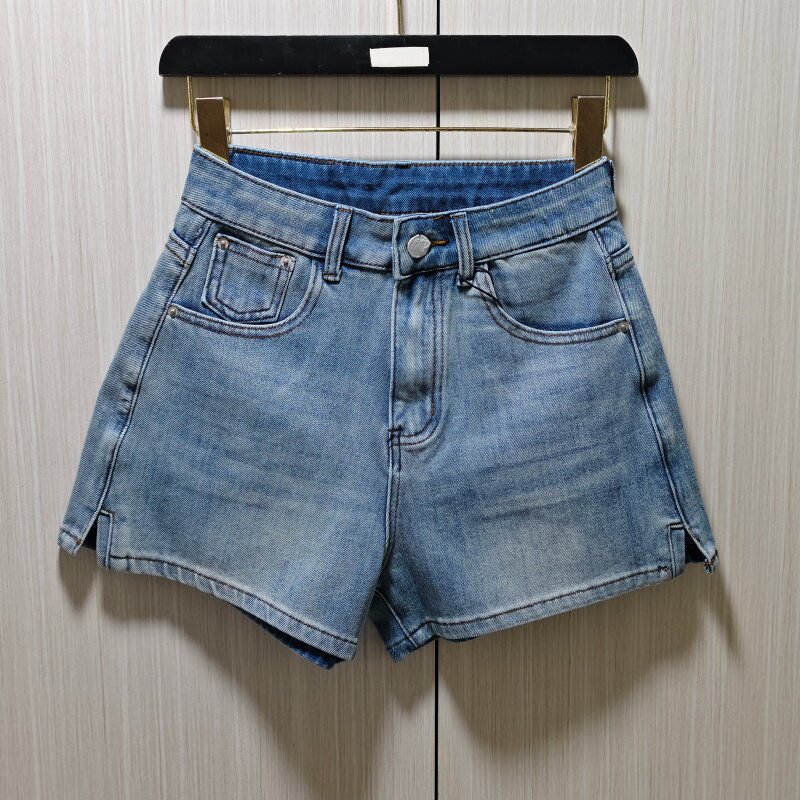 高腰弹力A字牛仔短裤女夏季显瘦百搭热裤蓝色辣妹修身高腰裤