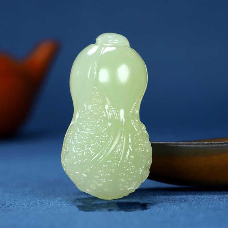 天然和田玉青白玉白菜手把件青海料