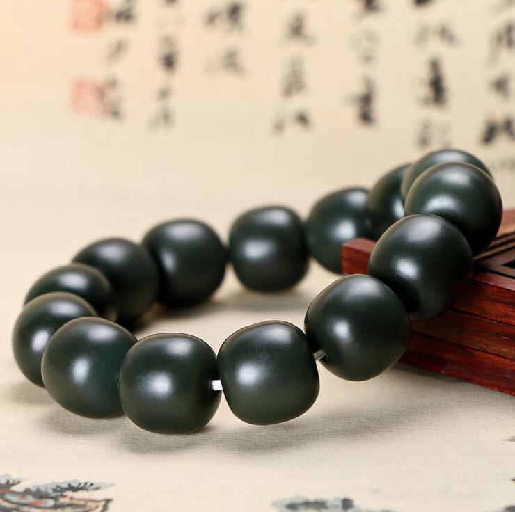 亏本清仓 捡漏天然新疆和田玉黑青老型珠手串 塔青墨玉珠串手链%