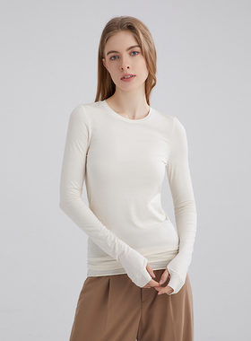 奥地利兰精莫代尔肌底衣女春季修身百搭内搭薄款长袖t恤打底衫