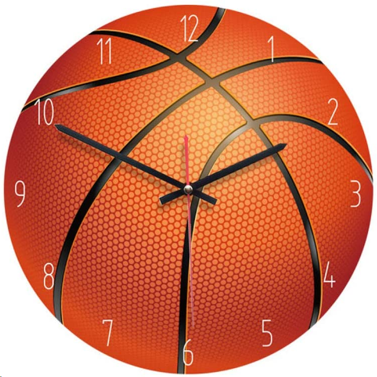 篮球图案运动挂钟欧式带灯的钟表客厅装饰网红时钟创意定制无框